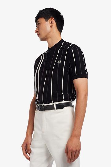 Fred Perry Raidallinen Henley Polo Miesten Paidat Mustat | FI 1512SGLO
